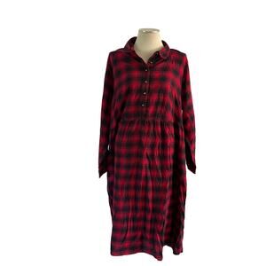 NWOT Red Plaid Button A Line Dress Plus Size 4X Western Rodeo Line Dancing